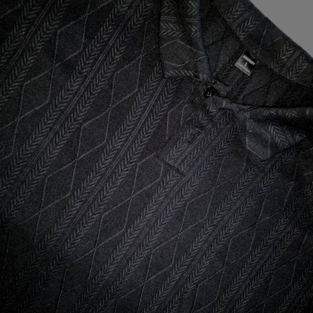 Manfinity Black Textured Polo Shirt Mens Short Sleeve Collared Golf Casual Shirt